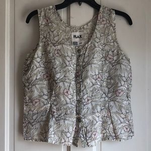Flax floral print linen blouse